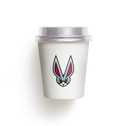 Rabbit Logo logo on a take-away coffee cup mockup