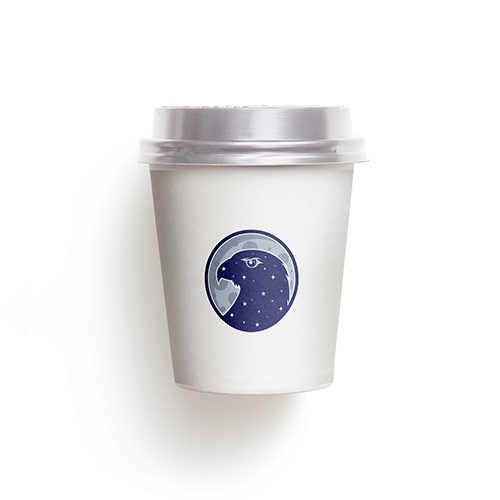 Moon Eagle Logo logo on a take-away coffee cup mockup