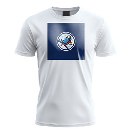 Scarf Bird Logo logo on a white t-shirt mockup