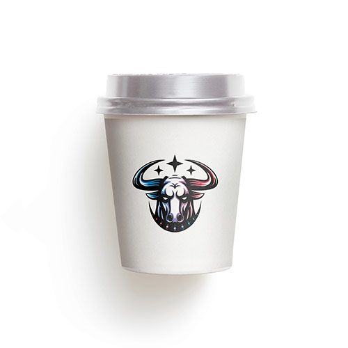 Bull Logo logo on a take-away coffee cup mockup