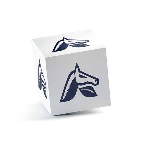 Letter A Horse Logo logo on a 3D square box mockup