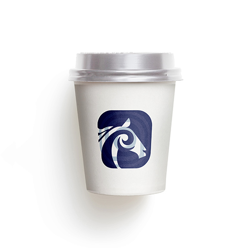 Spiral Horse Logo logo on a take-away coffee cup mockup
