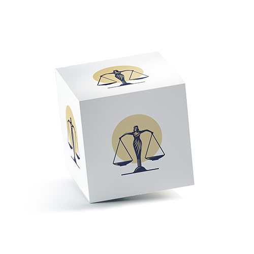 Law Logo logo on a 3D square box mockup