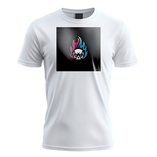 Gaming Skull Logo logo on a white t-shirt mockup