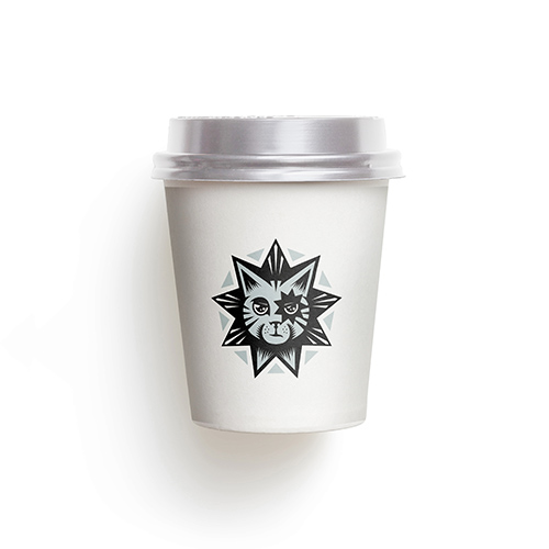 Cat Star Logo logo on a take-away coffee cup mockup