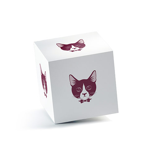 Formal Cat Logo logo on a 3D square box mockup