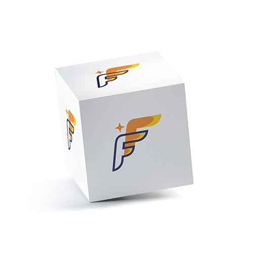 FF Logo logo on a 3D square box mockup