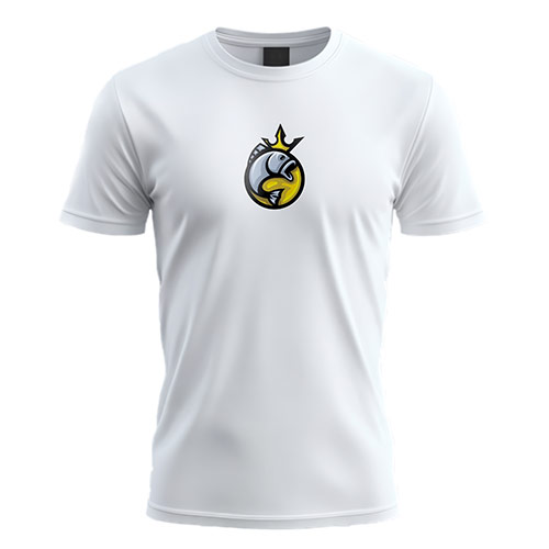 Fish King Logo logo on a white t-shirt mockup