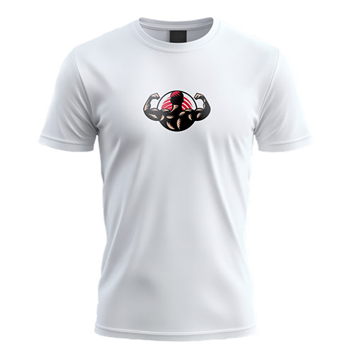 Sushi Strength Logo logo on a white t-shirt mockup