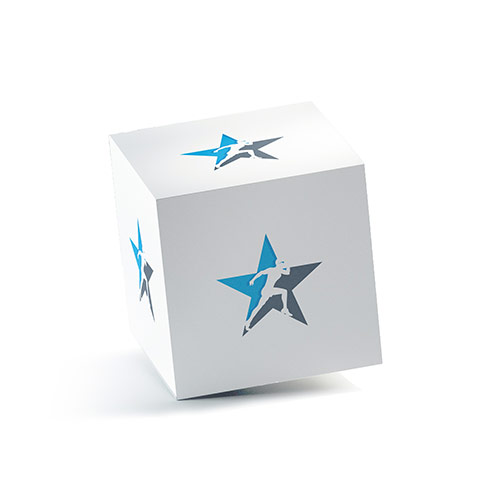 Star Run Logo logo on a 3D square box mockup