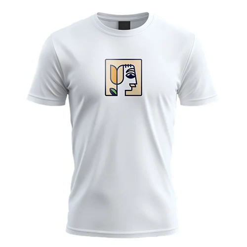 Flower Man Logo logo on a white t-shirt mockup