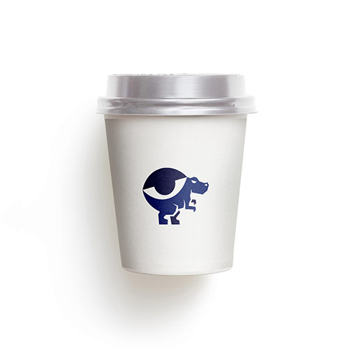 Trex Eye Logo logo on a take-away coffee cup mockup
