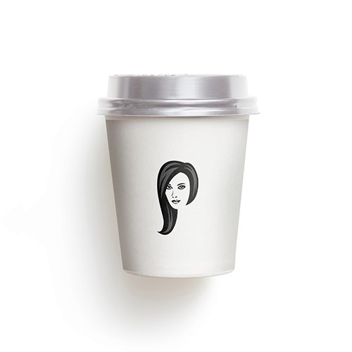 P Hair Logo logo on a take-away coffee cup mockup