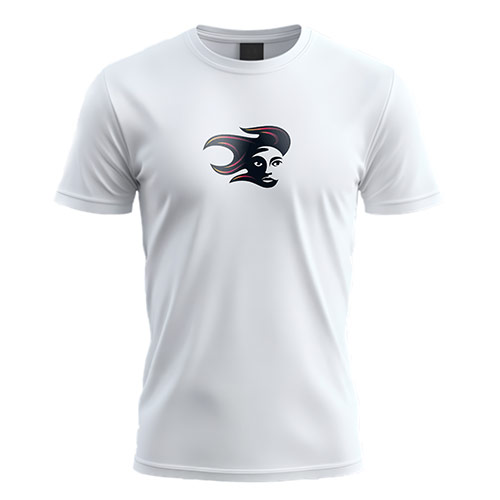 Flame Girl Logo logo on a white t-shirt mockup