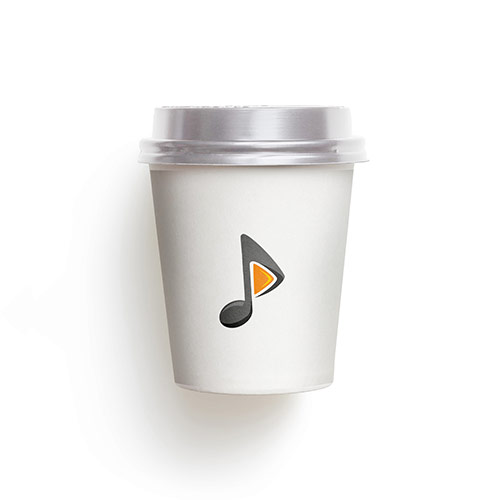 Play Music Logo logo on a take-away coffee cup mockup