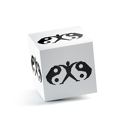 Strong Yin Yang Logo logo on a 3D square box mockup