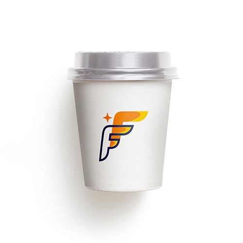 FF Logo logo on a take-away coffee cup mockup