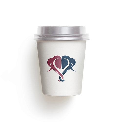Elephant Heart Logo logo on a take-away coffee cup mockup