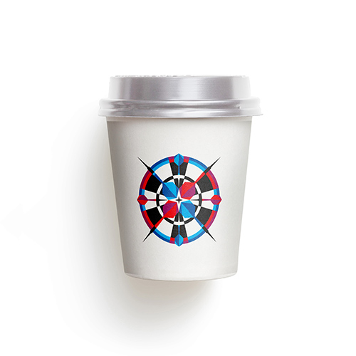 Star Darts Logo logo on a take-away coffee cup mockup