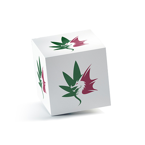 CBD Dragon Logo logo on a 3D square box mockup