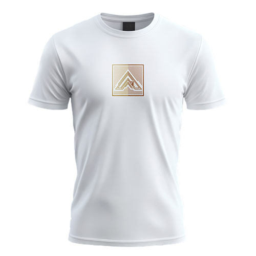 Arrow Roof Logo logo on a white t-shirt mockup