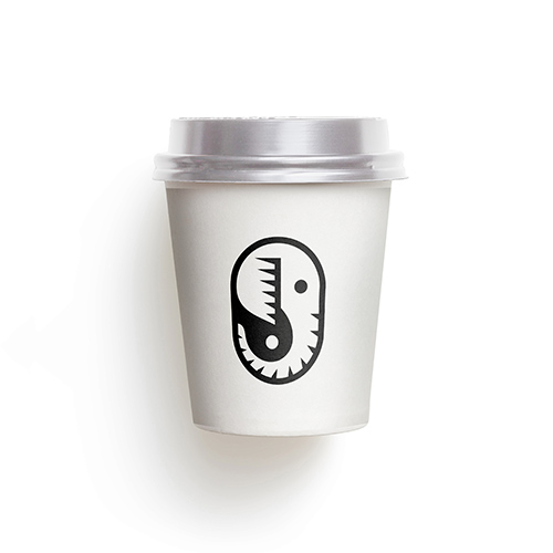 Elephant Yin Yang Logo logo on a take-away coffee cup mockup