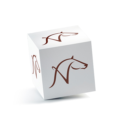 Letter N Horse Logo logo on a 3D square box mockup