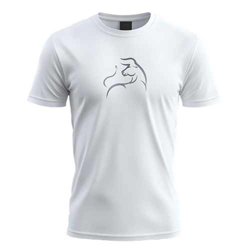 Iconic Silver Bull Logo logo on a white t-shirt mockup
