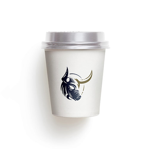 Bull Logo logo on a take-away coffee cup mockup