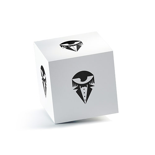 Formal Eye Logo logo on a 3D square box mockup