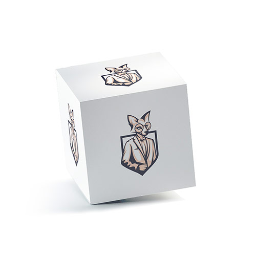Professional Fox Logo logo on a 3D square box mockup