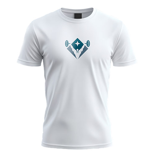 V Gym Logo logo on a white t-shirt mockup