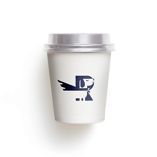 Letter R Dog Logo logo on a take-away coffee cup mockup