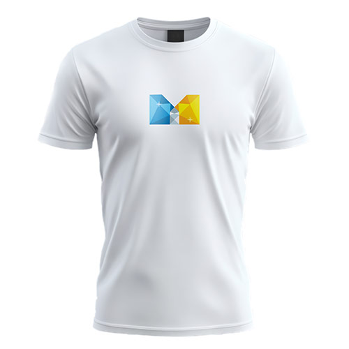 M Diamond Logo logo on a white t-shirt mockup