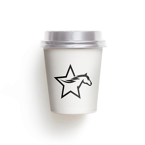 Star Horse Logo logo on a take-away coffee cup mockup