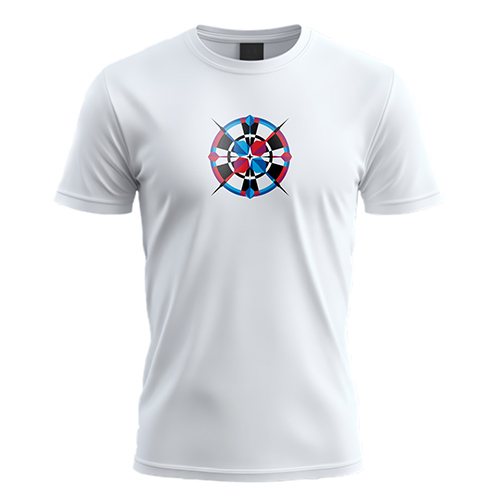 Star Darts Logo logo on a white t-shirt mockup