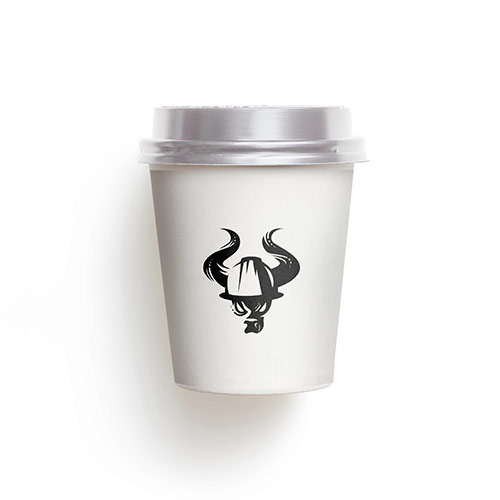 Construction Bull Logo logo on a take-away coffee cup mockup