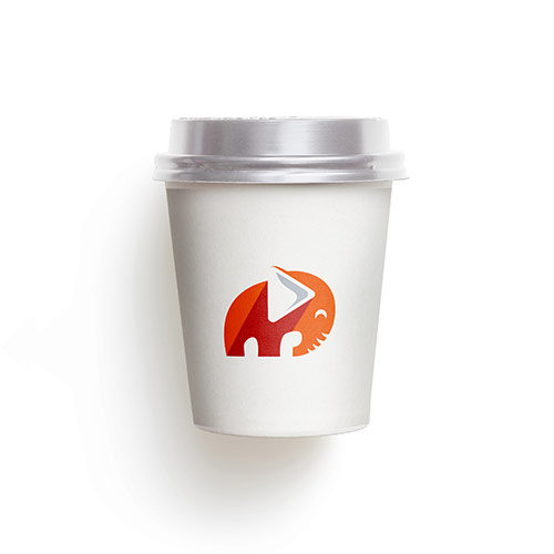 Media Elephant Logo logo on a take-away coffee cup mockup