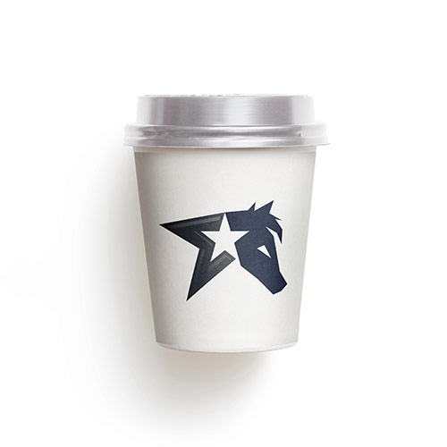 Horse Sigma Star Logo logo on a take-away coffee cup mockup