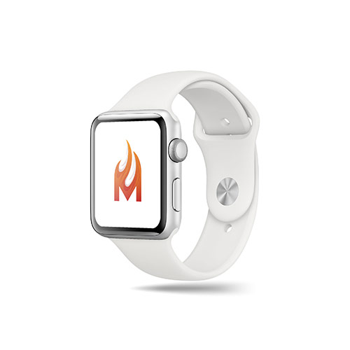 M Flame Logo logo on a smart watch mockup