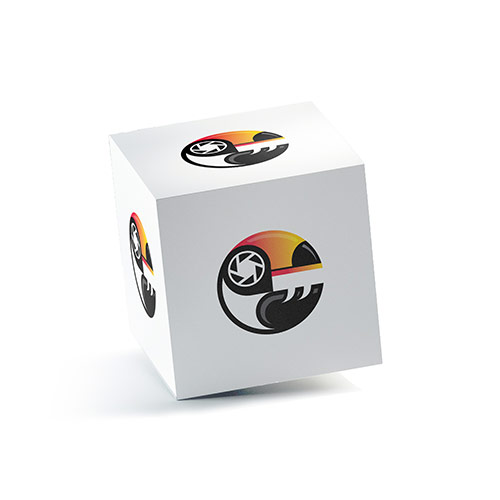 Toucan Camera Logo logo on a 3D square box mockup