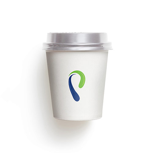 P Logo logo on a take-away coffee cup mockup