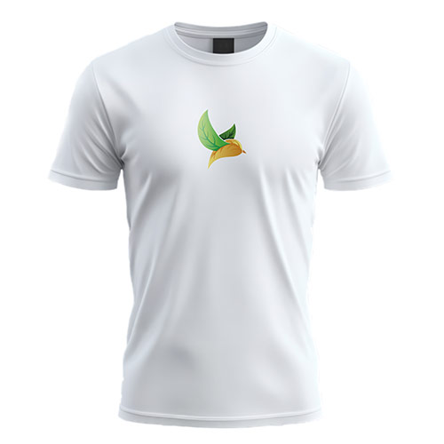Leaf Bird Logo logo on a white t-shirt mockup