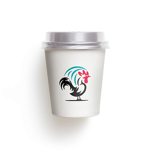 Chicken Logo logo on a take-away coffee cup mockup