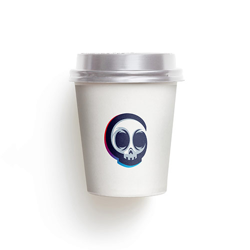 G Skull Logo logo on a take-away coffee cup mockup
