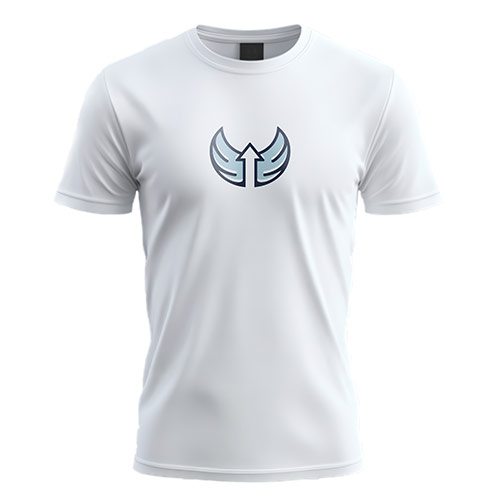 Arrow Wings Logo logo on a white t-shirt mockup