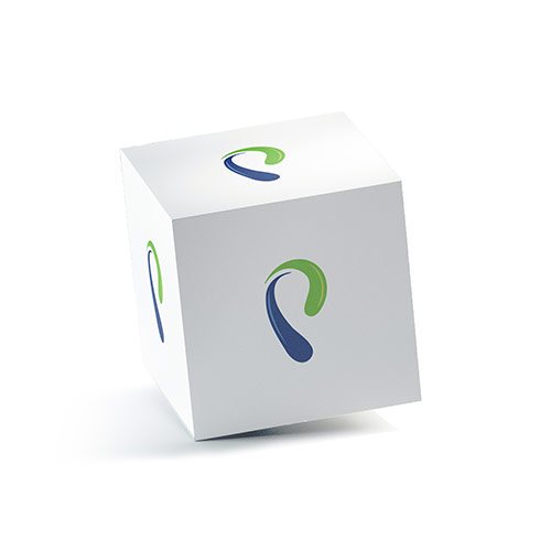P Logo logo on a 3D square box mockup