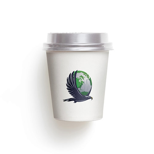 Eagle Globe Logo logo on a take-away coffee cup mockup