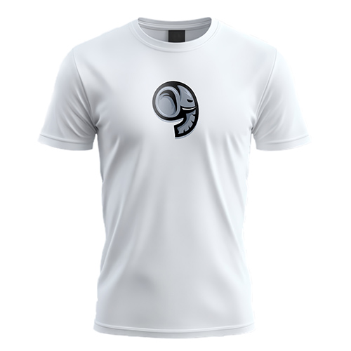 Comma Elephant Logo logo on a white t-shirt mockup