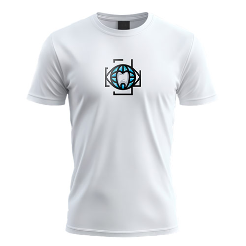 Global Tooth Logo logo on a white t-shirt mockup